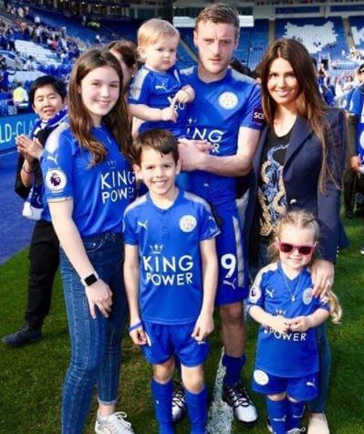 Sofia Vardy with her siblings and parents, Jamie Vardy and Rebekah Vardy.